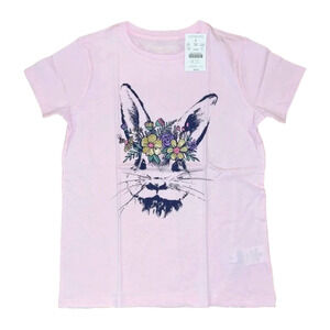 NWT J. Crew Crewcuts Girls' Pink Flower Easter Bunny Graphic Tee - SIZE M